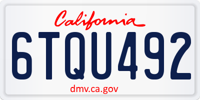 CA license plate 6TQU492