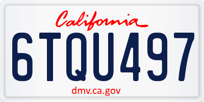 CA license plate 6TQU497