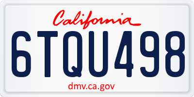 CA license plate 6TQU498