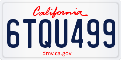 CA license plate 6TQU499