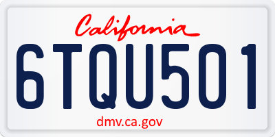 CA license plate 6TQU501