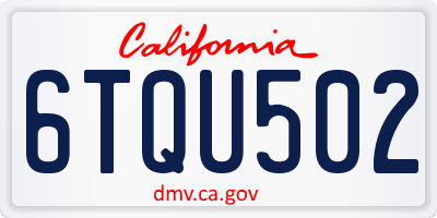 CA license plate 6TQU502