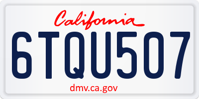 CA license plate 6TQU507