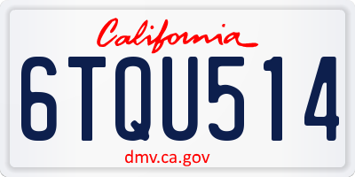 CA license plate 6TQU514