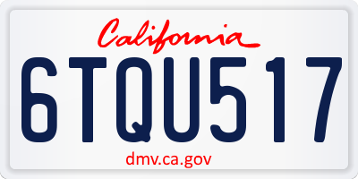 CA license plate 6TQU517