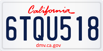 CA license plate 6TQU518