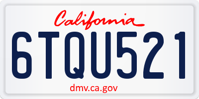 CA license plate 6TQU521