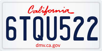 CA license plate 6TQU522