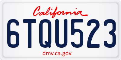 CA license plate 6TQU523