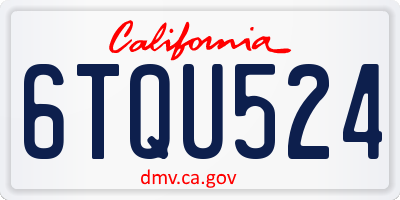 CA license plate 6TQU524