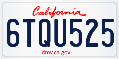 CA license plate 6TQU525