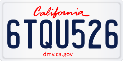 CA license plate 6TQU526