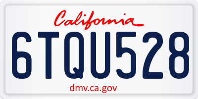 CA license plate 6TQU528