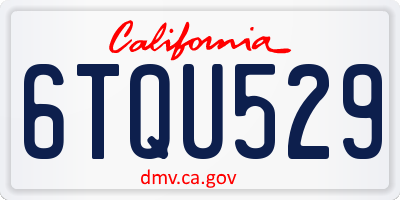 CA license plate 6TQU529