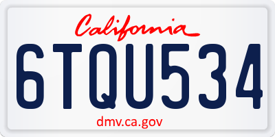 CA license plate 6TQU534