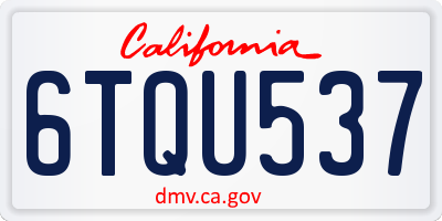 CA license plate 6TQU537