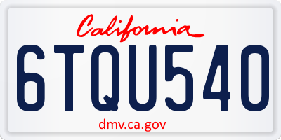 CA license plate 6TQU540