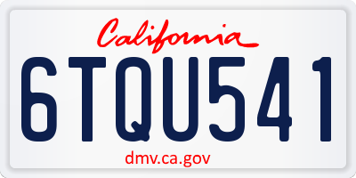 CA license plate 6TQU541