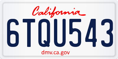 CA license plate 6TQU543