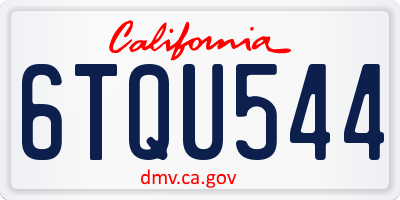 CA license plate 6TQU544