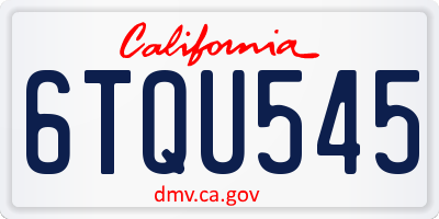 CA license plate 6TQU545