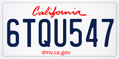 CA license plate 6TQU547