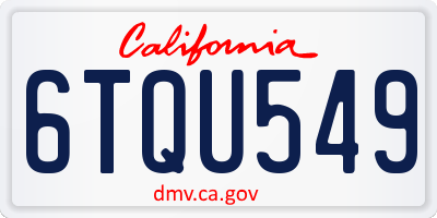 CA license plate 6TQU549