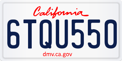 CA license plate 6TQU550