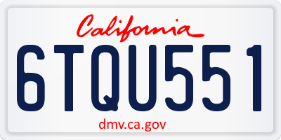 CA license plate 6TQU551