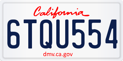 CA license plate 6TQU554