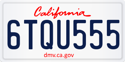 CA license plate 6TQU555