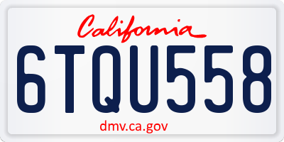 CA license plate 6TQU558