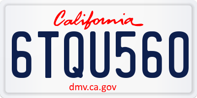CA license plate 6TQU560