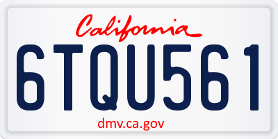 CA license plate 6TQU561