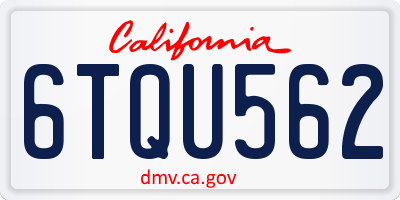 CA license plate 6TQU562