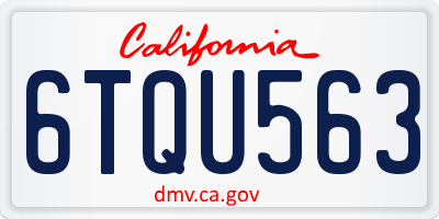 CA license plate 6TQU563