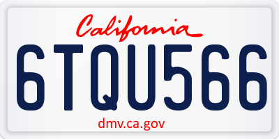 CA license plate 6TQU566