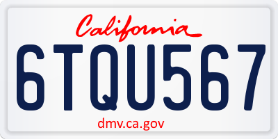 CA license plate 6TQU567