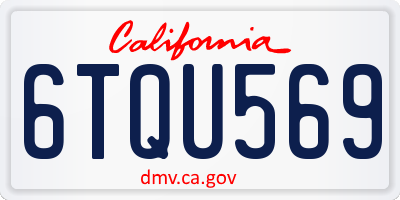 CA license plate 6TQU569