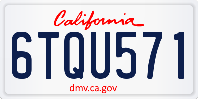 CA license plate 6TQU571