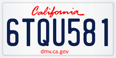 CA license plate 6TQU581