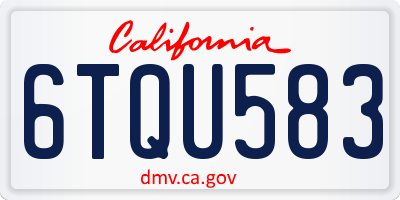 CA license plate 6TQU583