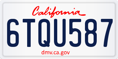 CA license plate 6TQU587