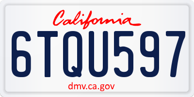 CA license plate 6TQU597