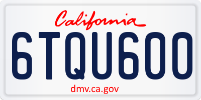 CA license plate 6TQU600