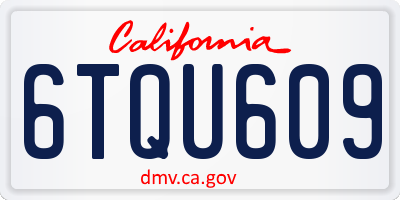 CA license plate 6TQU609