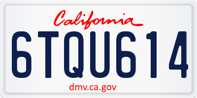 CA license plate 6TQU614