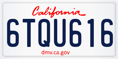 CA license plate 6TQU616