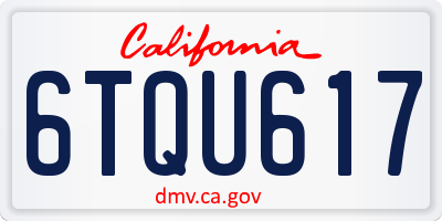 CA license plate 6TQU617