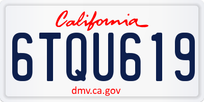 CA license plate 6TQU619